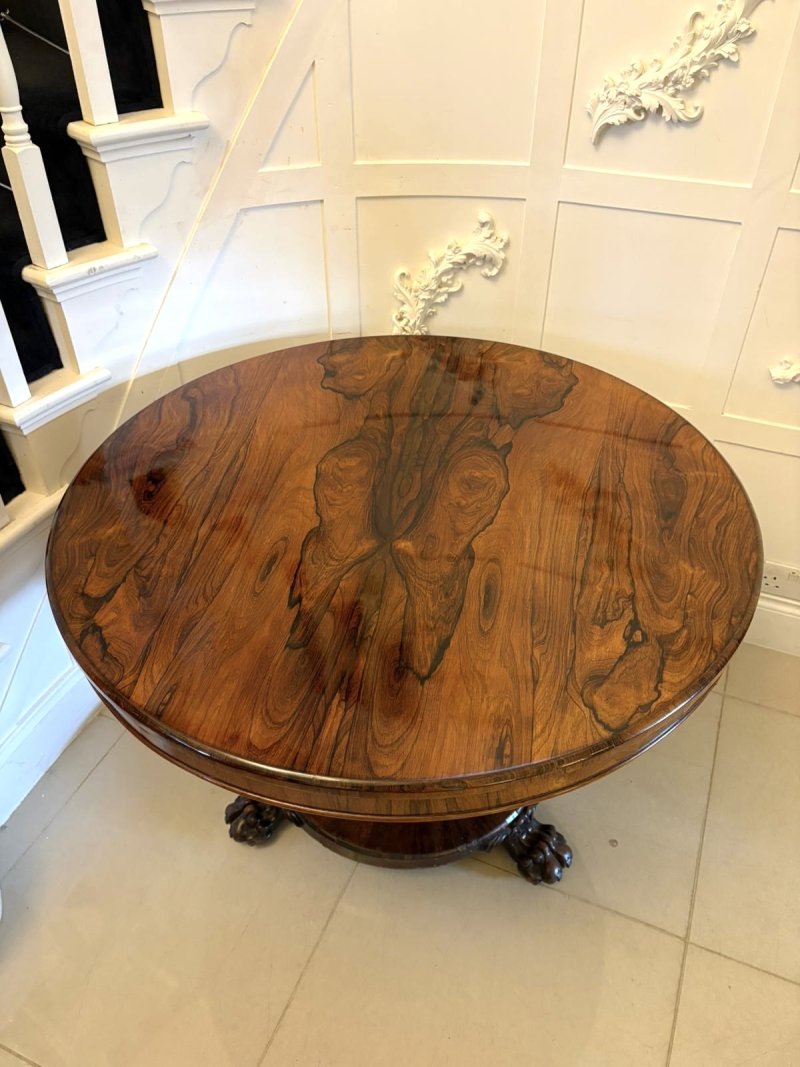 Antique Exceptional William IV Rosewood Circular Dining Table – Centre Pedestal – Outstanding Figured Top - Image 5